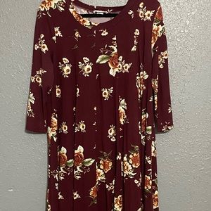 Pastel by Vivienne Midi Swing Dress Maroon Floral